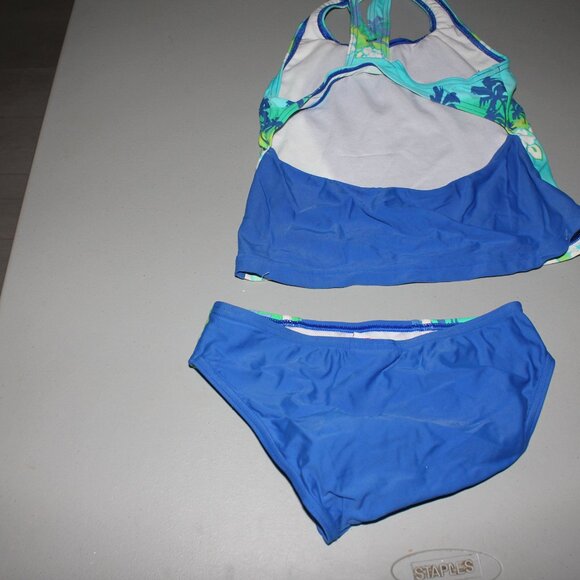 Blue Hawiian 2 Pcs Justice Tankini Swimsuit Size 16 - Picture 5 of 10
